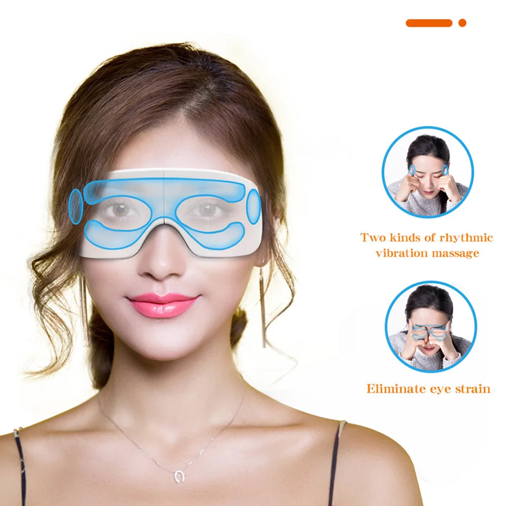 Electric Eye Massager Hot Compress Stress Relief Heating Vibration Massage Connect Music Relax Foldable Eye Care Smart Glasses