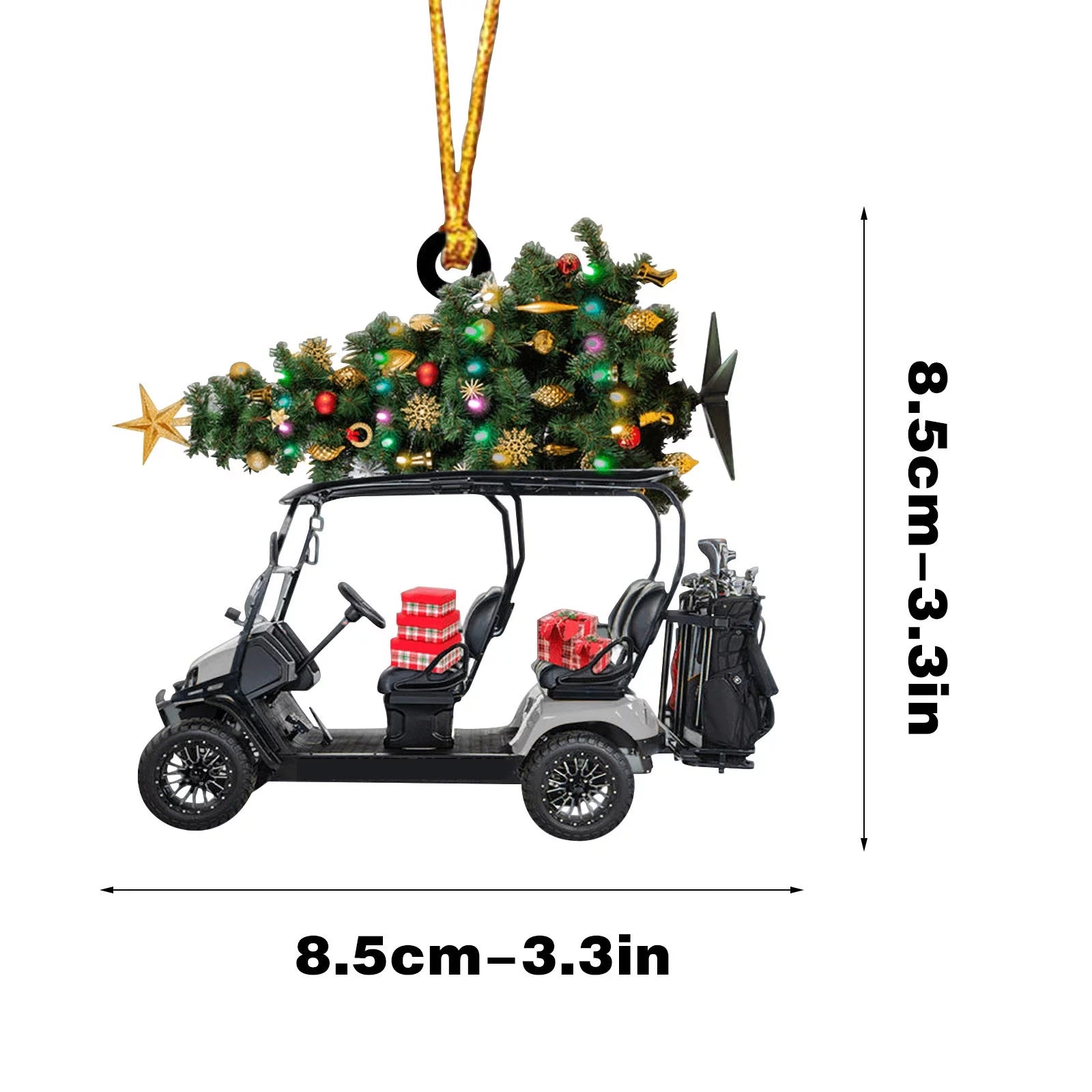 Golf Cart Christmas Ornament, Christmas Golf Ornament, 2D Ornament, Christmas Tree Hanging Gifts, Home Decor Gifts, Xmas Tree Ornament