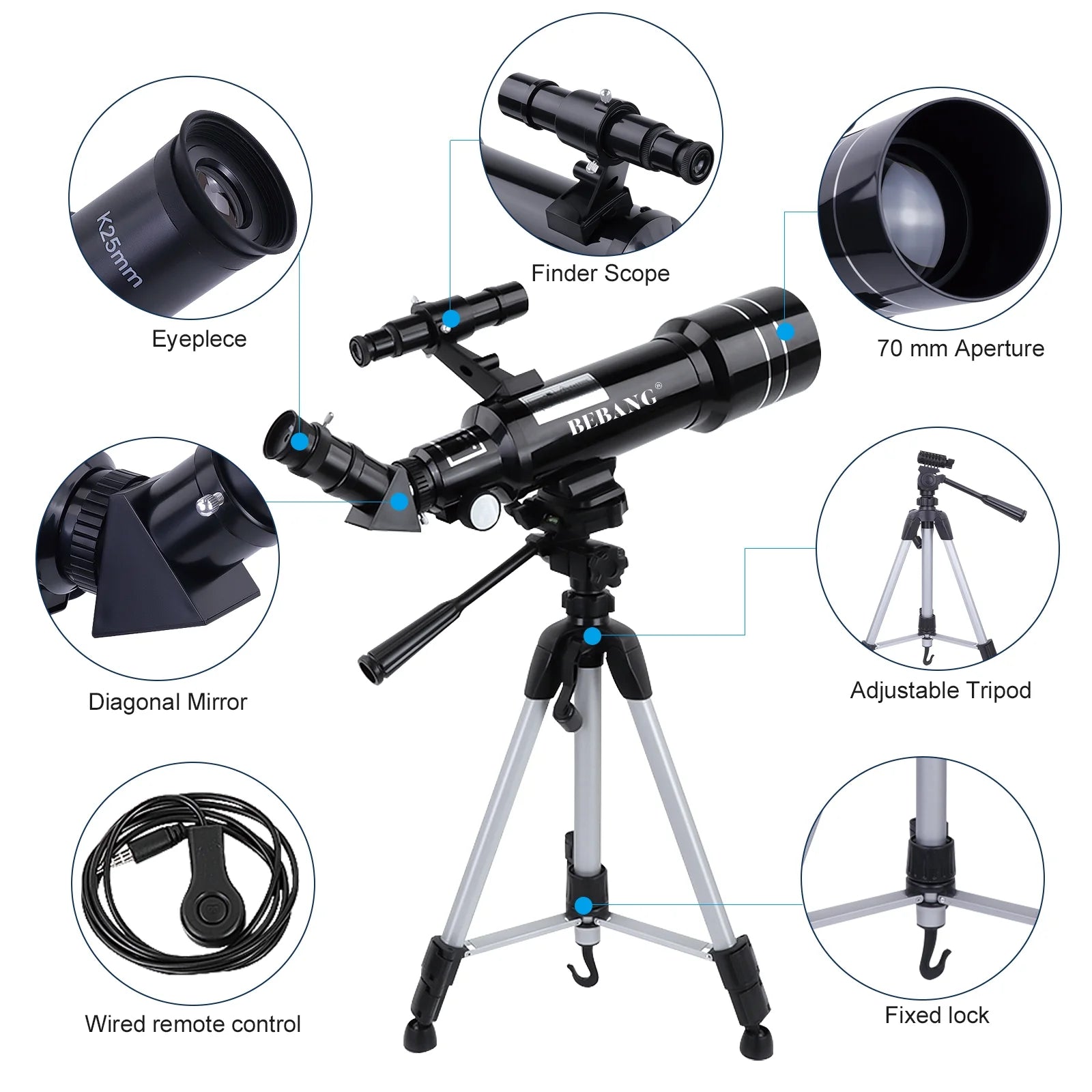 Telescope for Adults Astronomy, 70Mm Aperture 400Mm AZ Mount Refractor Telescope for Kids Adults Beginners