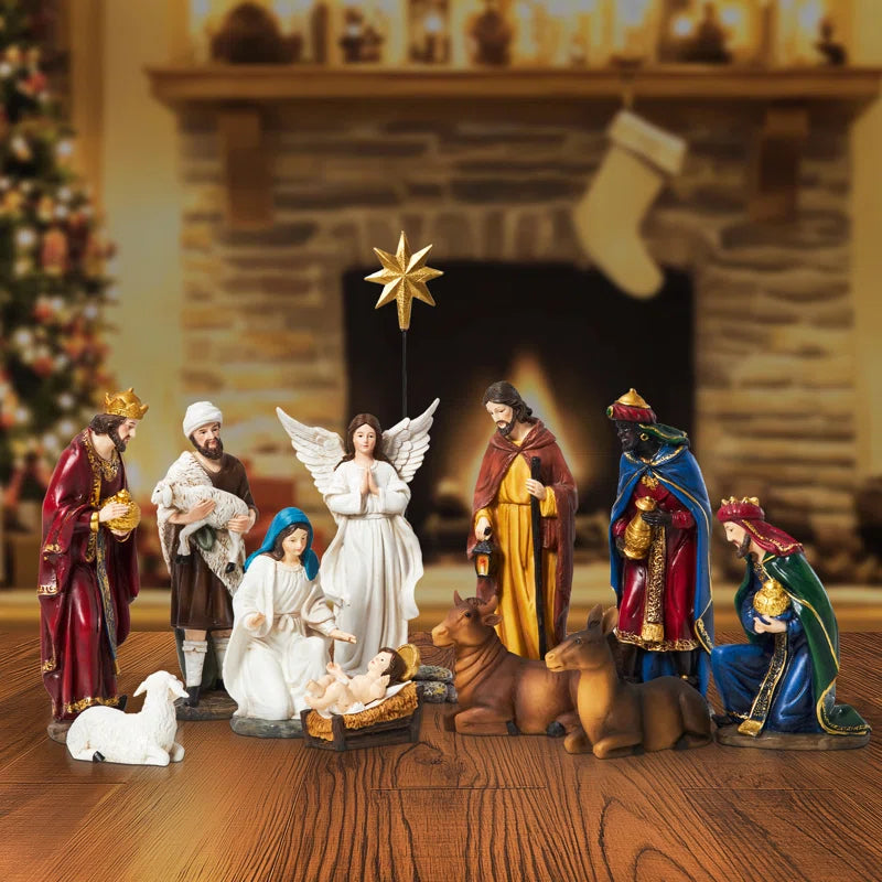 13 Pieces Christmas Nativity Sets Table Decor