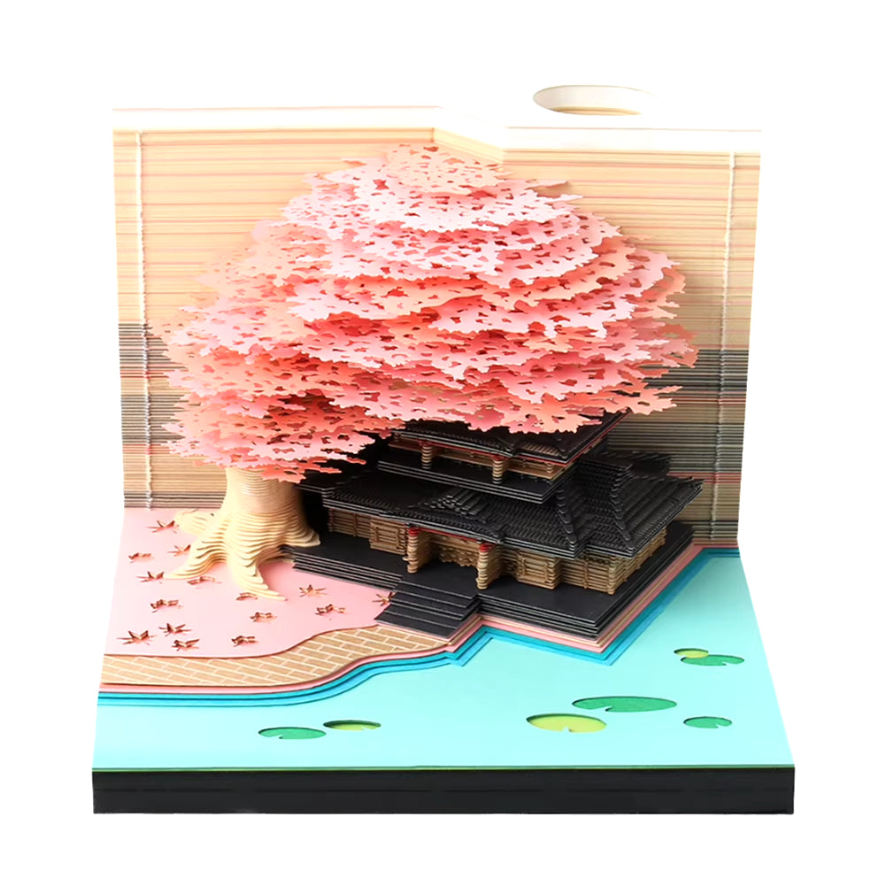 Desk Calendar 2025 3D Memo Pad Paper Carving Art 3D Sticky Notes Convenience Post Notes Marriage Tree Kawaii Notepad with Light