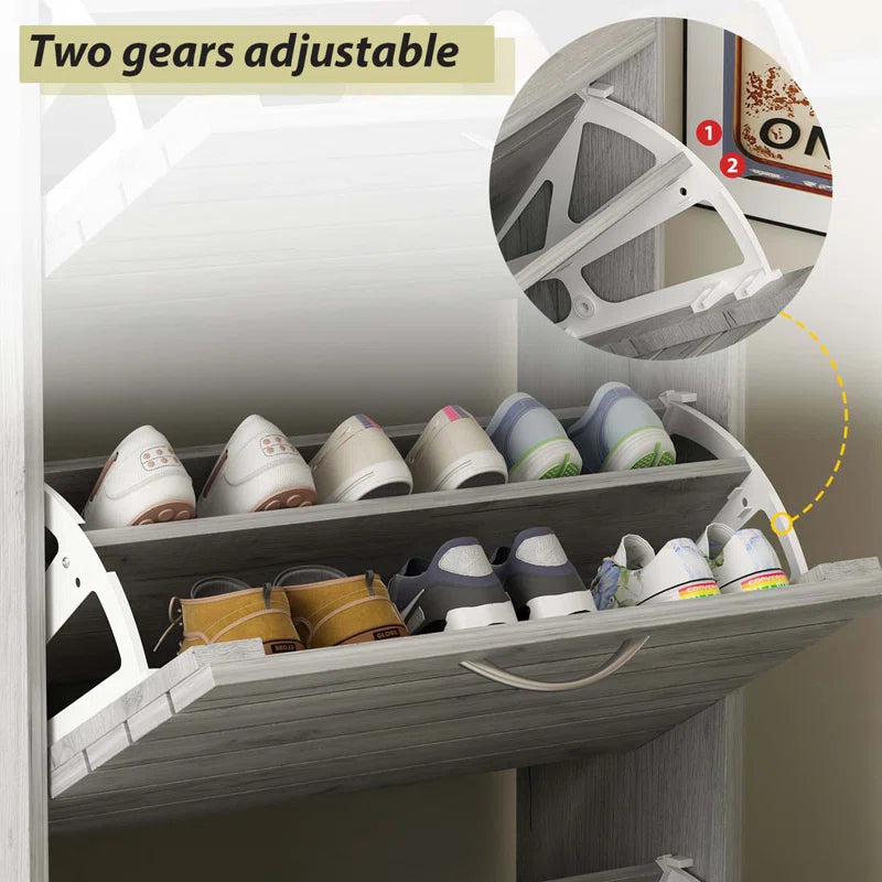 22.4'' Wide 12 Pair 3 Tippers Shoe Storage Cabinet