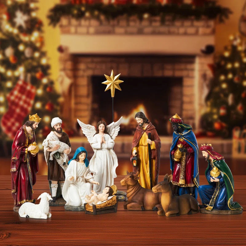 13 Pieces Christmas Nativity Sets Table Decor