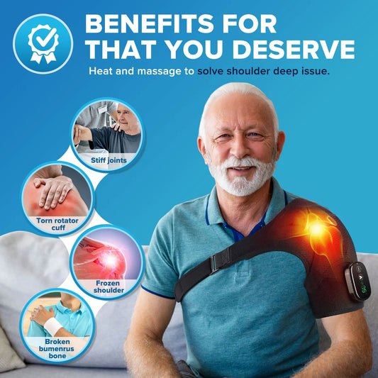 Electric Heating Vabration Shoulder Massager Brace Pain Relief Rechargeable Knee Elbow Massager Belt for Arthritis Health Care