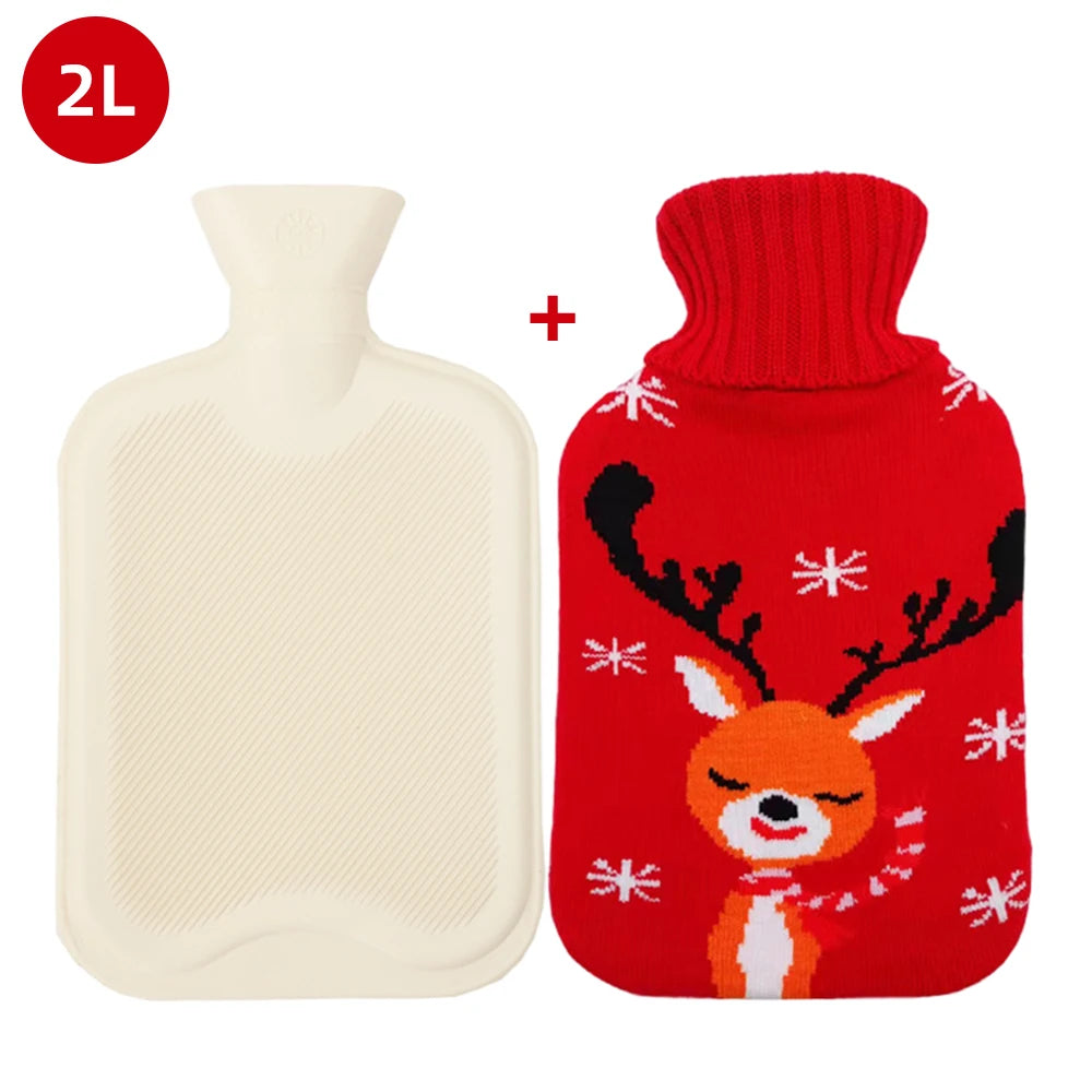 Hot Water Bottle with Cover, 2L Hot Water Bag for Menstrual Cramps Neck and Shoulder Pain Relief, Hot Compress and Cold Therapy