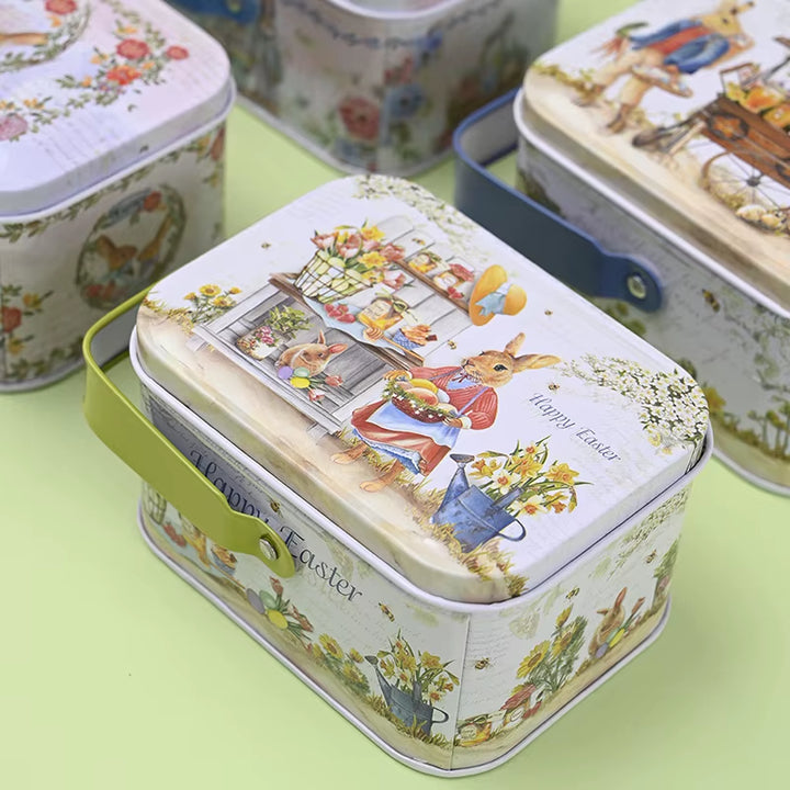 Easter Theme Decorative Tinplate Box Gift Packing Case Candy Tinplate Case Easter Day Accessories Candy Boxes