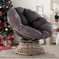 Ergonomic Chair with Soft Thick Density Fabric Cushion, 360 Degree Swivel for Living, Bedroom Smoky Quartz - Brown Base