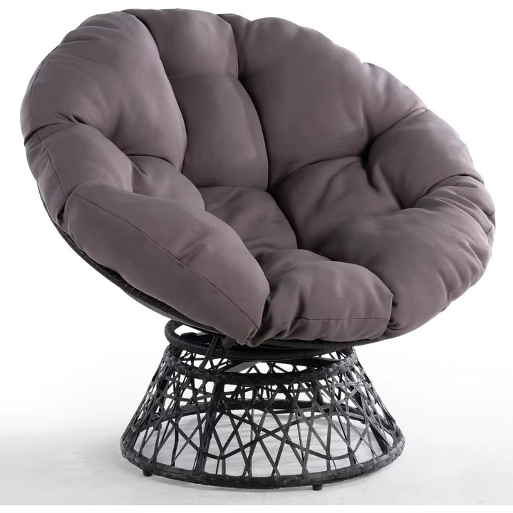 Ergonomic Chair with Soft Thick Density Fabric Cushion, 360 Degree Swivel for Living, Bedroom Smoky Quartz - Brown Base