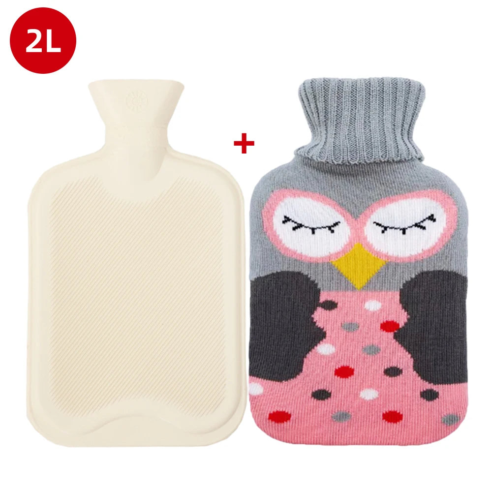 Hot Water Bottle with Cover, 2L Hot Water Bag for Menstrual Cramps Neck and Shoulder Pain Relief, Hot Compress and Cold Therapy