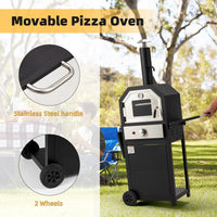 Outdoor Portable Propane Gas Pizza Oven with Wheels, Foldable Shelf, Handle