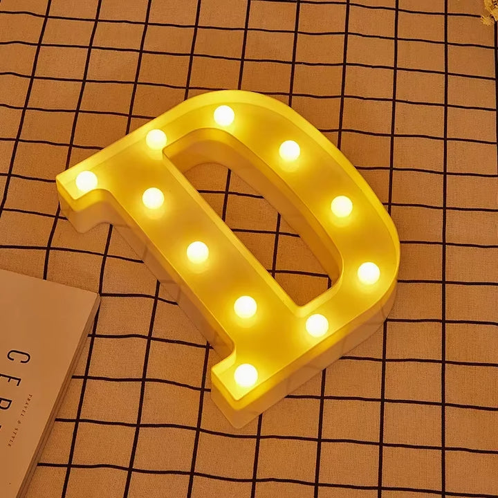 LED Letter Light Alphabet Number Heart Plastic Atmospher Lamp 16Cm for Home Wedding Valentines Ornament Birthday Party Decor