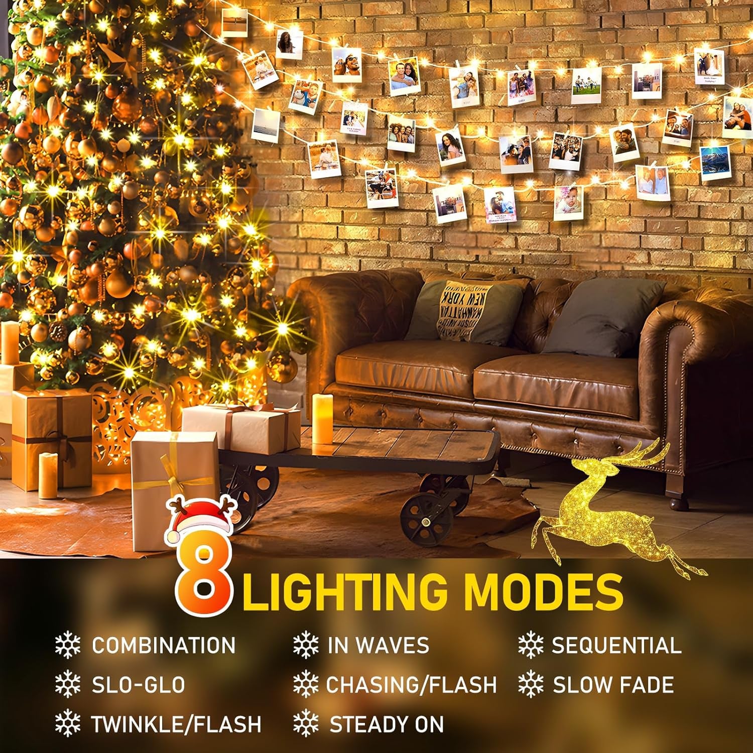 197FT 500 LED Christmas Lights Outdoor String Lights 8 Modes & Memory Fairy Light Plug in Waterproof LED String Lights for Xmas Yard Tree Wedding Party Holiday Decorations (Warm White)