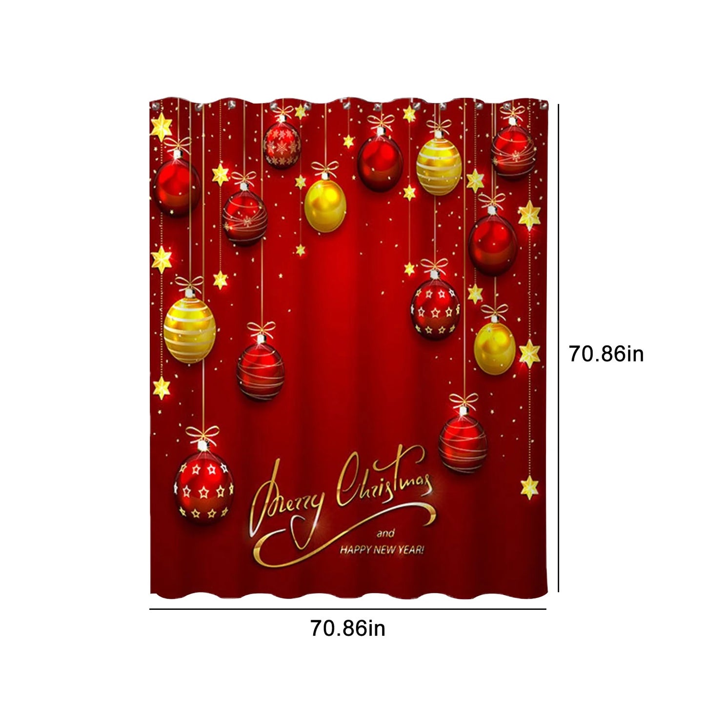 Shower Curtain  Lightweight 71 X 71 Inch Winter Christmas Balls Print Shower Curtains with 12 Hooks Waterproof Red Xmas Balls Bath Curtain for Bathroom, Christmas Decorations on Clearance