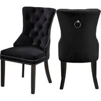 Set of 2 Dining Chairs Soft Velvet Padded Dining Room Chair Kitchen Chair Side Chair with Armrest and Backrest Studded Ring