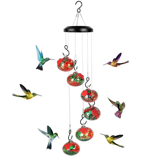 Wind Chimes Hummingbird Feeders for Outdoors Hanging Glass Bird Feeders Bird Feeding Station for outside Garden Backyard Decor