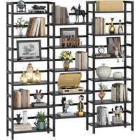 Bookshelf Triple Wide 6-Tier, 6Ft Tall Bookcase with 17 Open Display Shelves, Super Large Freestanding Book Shelf