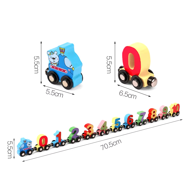 12Pcs/Sets Magnetic Digital Train Colorful Cognition Wooden Toy Learning Car Montessori Children'S Assembly Educational Toys