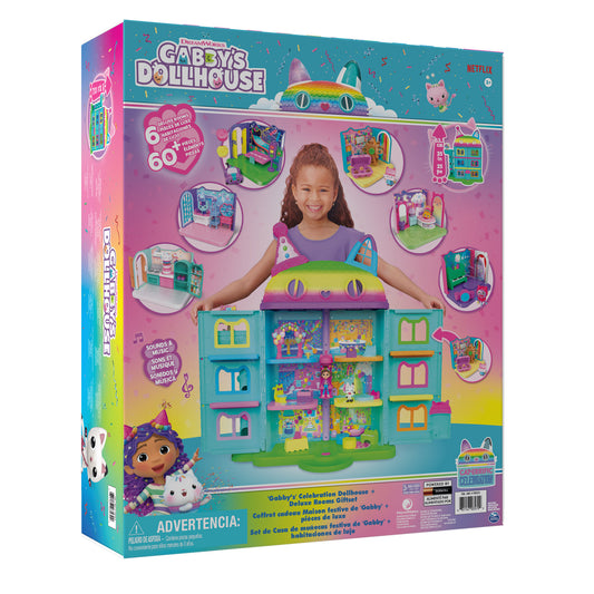 Gabby’S Celebration Dollhouse and Deluxe Rooms Set