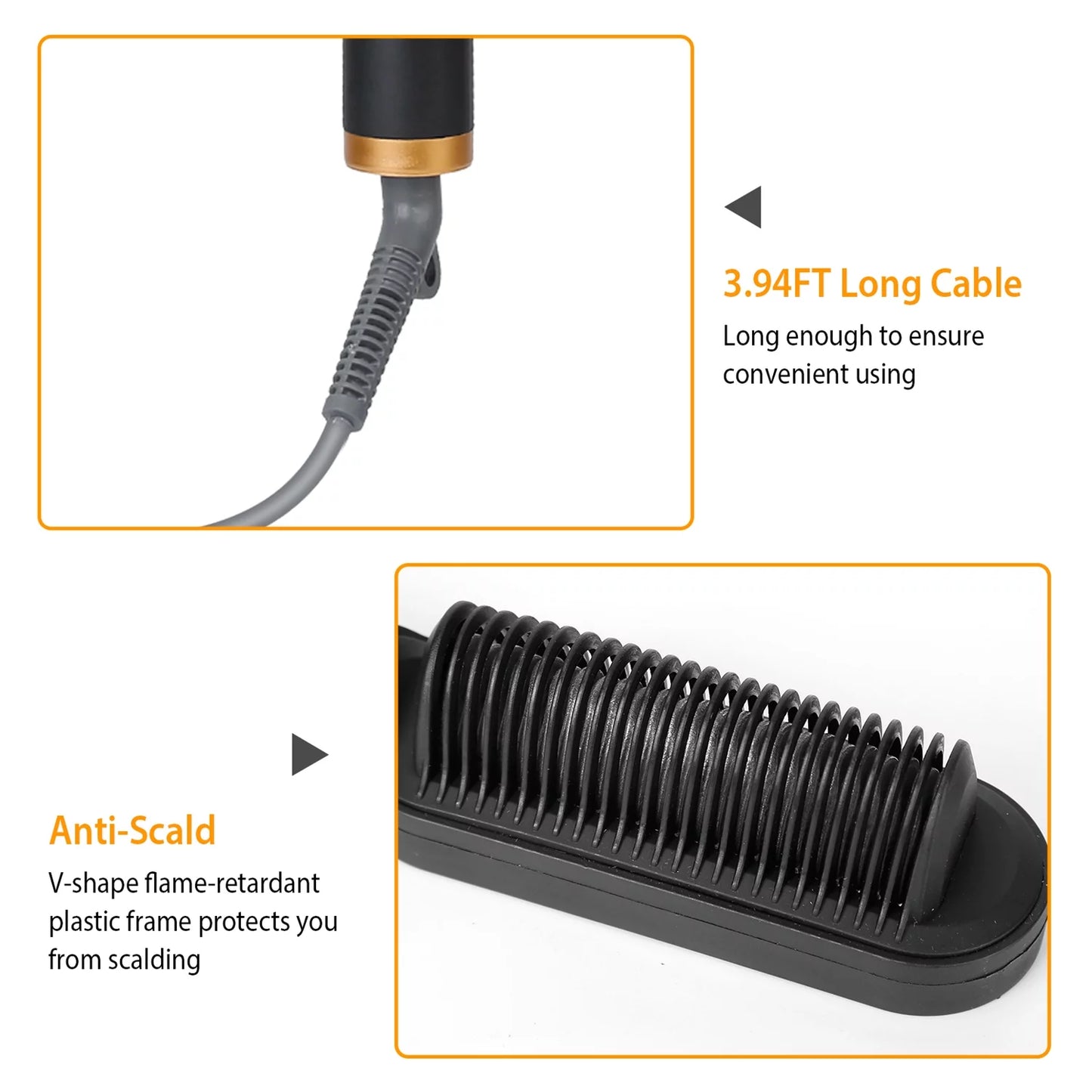 Electric Hair Straightener Brush Straightening Curler Brush Hot Comb 5 Temperature Adjustment 10S Fast Heating