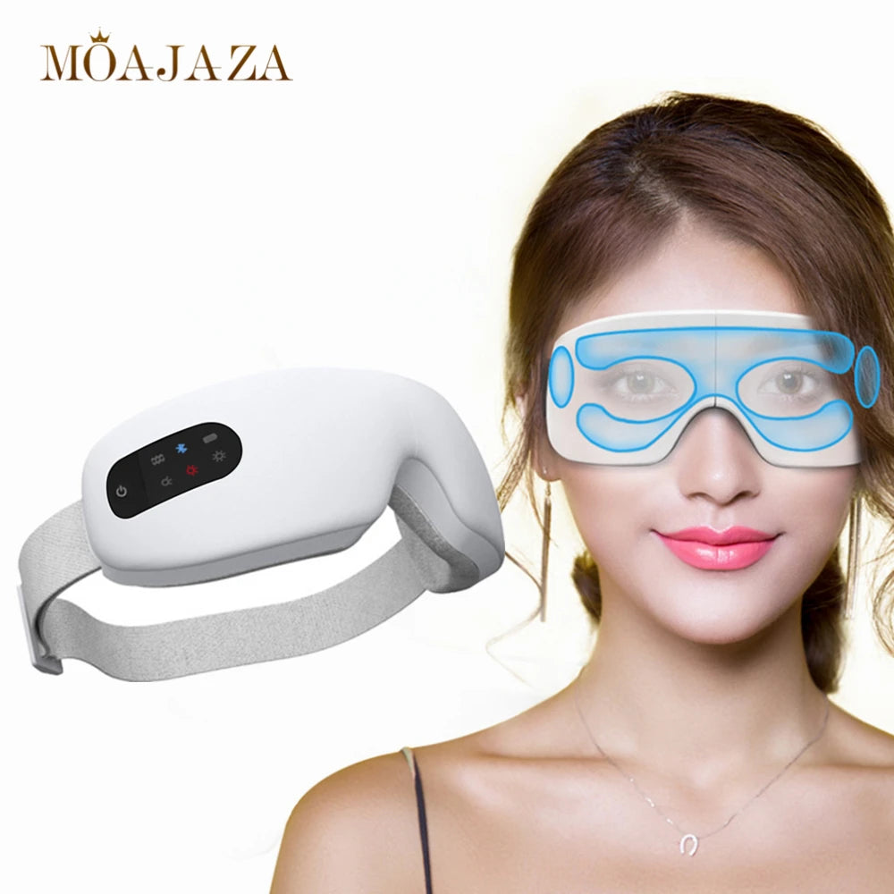 Electric Eye Massager Hot Compress Stress Relief Heating Vibration Massage Connect Music Relax Foldable Eye Care Smart Glasses