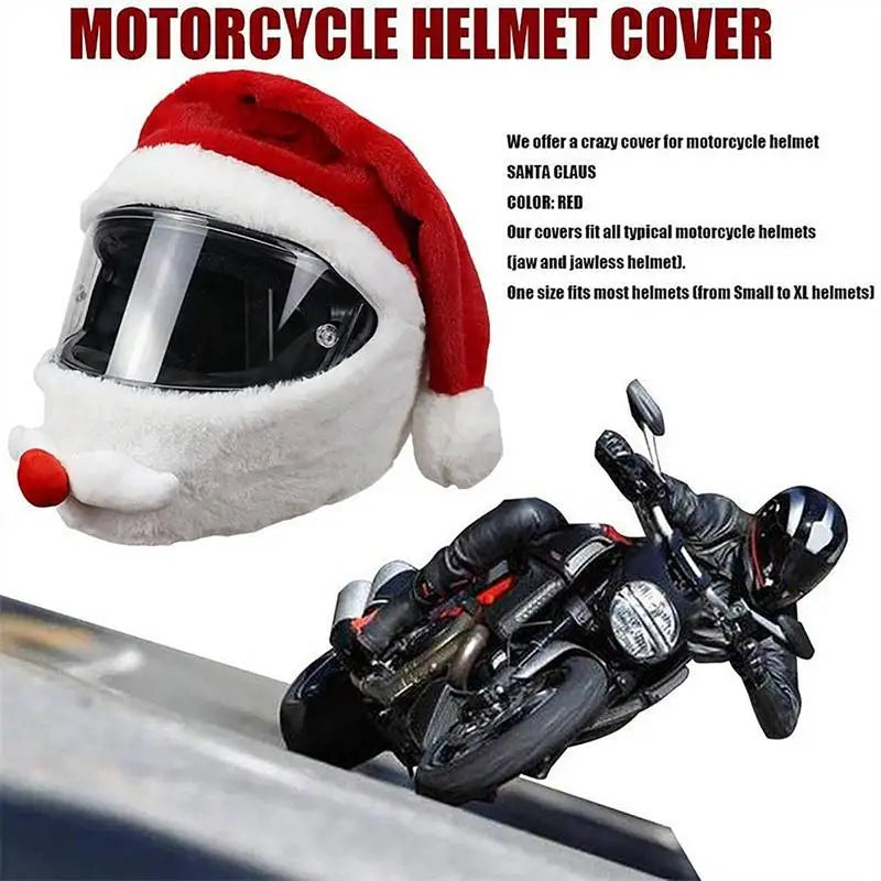 1Pcs Santa Claus Helmet Cover Plush Christmas Hat for Motorcycle Helmet Accessoories Christmas Decor Party Supplies Xmas Cosplay