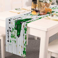 St. Patrick'S Day Table Runner Green Irish Santa Printed Embroidered Table Runner for Saint Patricks Day Holiday Table Decor