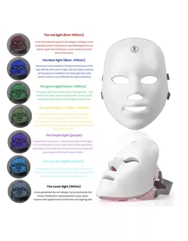 Red-Light-Therapy-For-Face, Led Face Mask Light Therapy 7 Colors LED Facial Mask at Home Skin Rejuvenation Facial Skin Care Mask