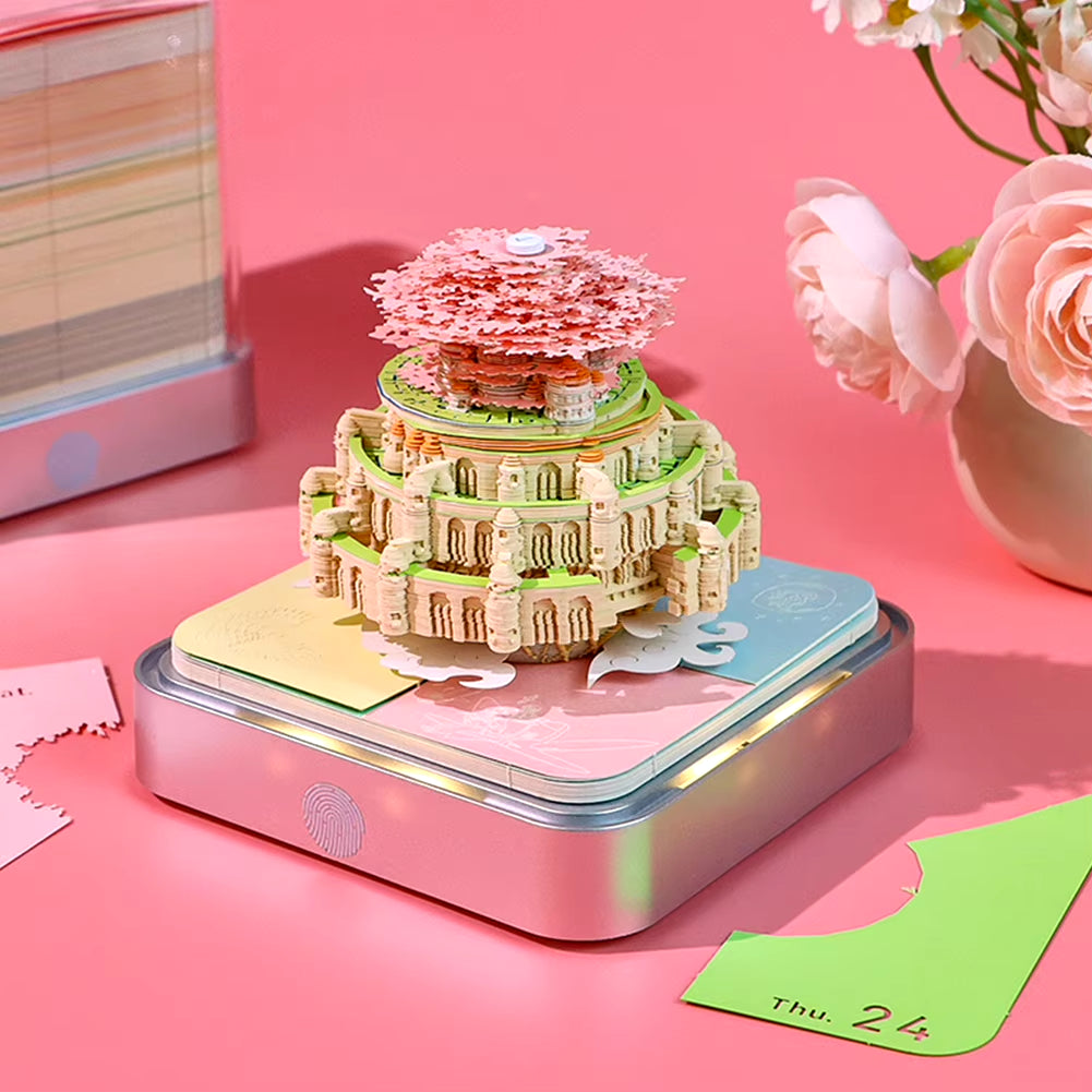 Desk Calendar 2025 3D Memo Pad Paper Carving Art 3D Sticky Notes Convenience Post Notes Marriage Tree Kawaii Notepad with Light