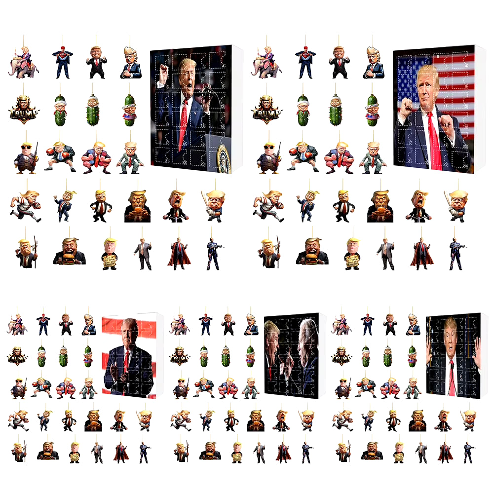 24 Days Christmas Countdown Calendar Christmas Trump Ornament Xmas Hanging Tree Decorations Gift for Donald Trump Supporters