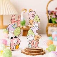 Easter Spring Wooden Ornament Rabbit Eggs Bunny Carrot Party Supplies Faceless Gnome DIY Craft Kids Gifts Easter Decor for Home