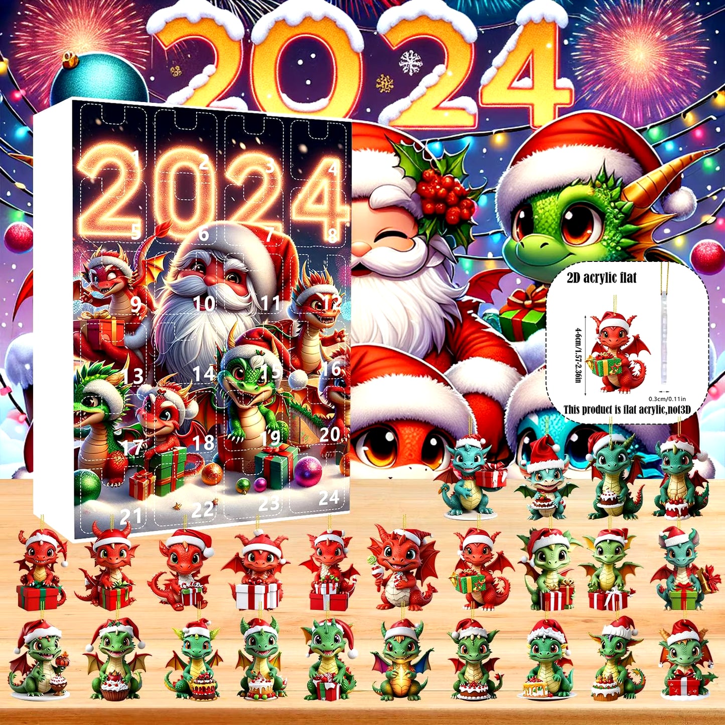 2024 Christmas Holiday Advent Calendar Christmas Advent Calendar Dinosaur 2D Christmas Home Set Visual Timers