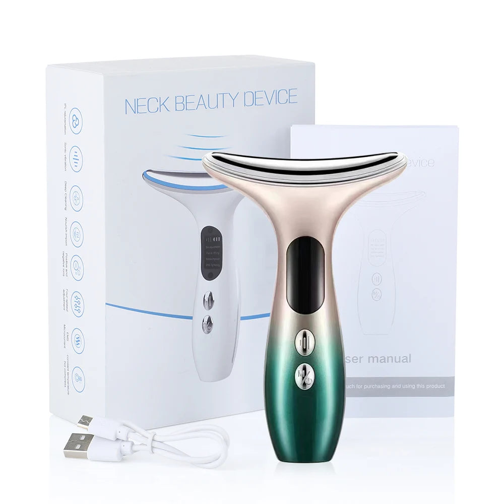 Neck Face Beauty Device 3 Colors LED Photon Therapy Skin Tighten Reduce Double Chin anti Wrinkle Remove Skin Care Tools