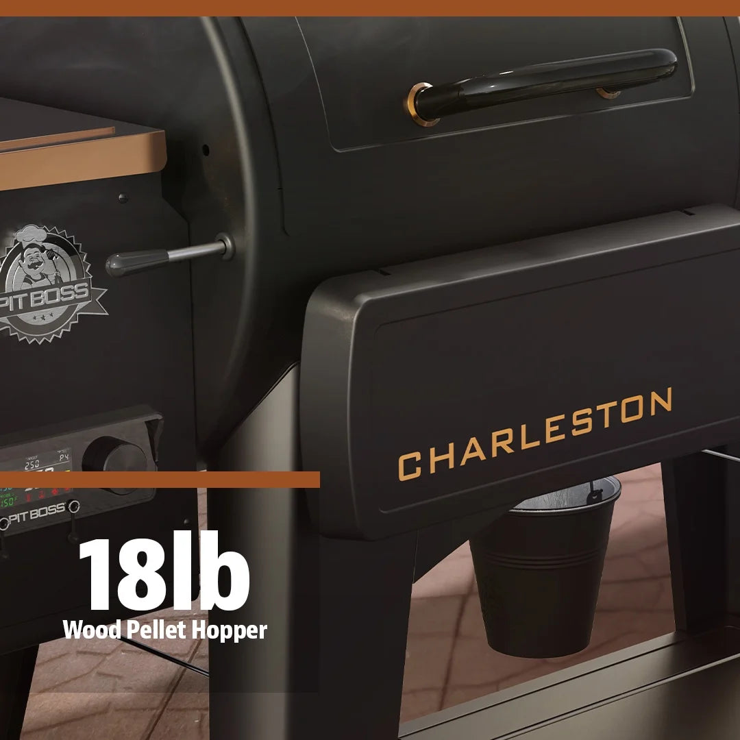 Charleston 1020 Sq in Wood Pellet Grill/Gas Griddle Combo - Onyx Edition