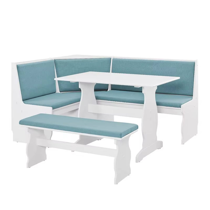 Patio Conversation Kitchen Breakfast Corner Nook Table Booth Bench Dining Set in Capri Blue Breakfast Nook Modern Style