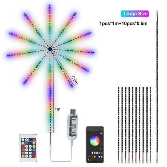 DC5V WS2812B Full Color Fireworks Light 24Key Kit BT Music APP LED Controller RGB Festoon Lights Bedroom Christmas Wedding Decor