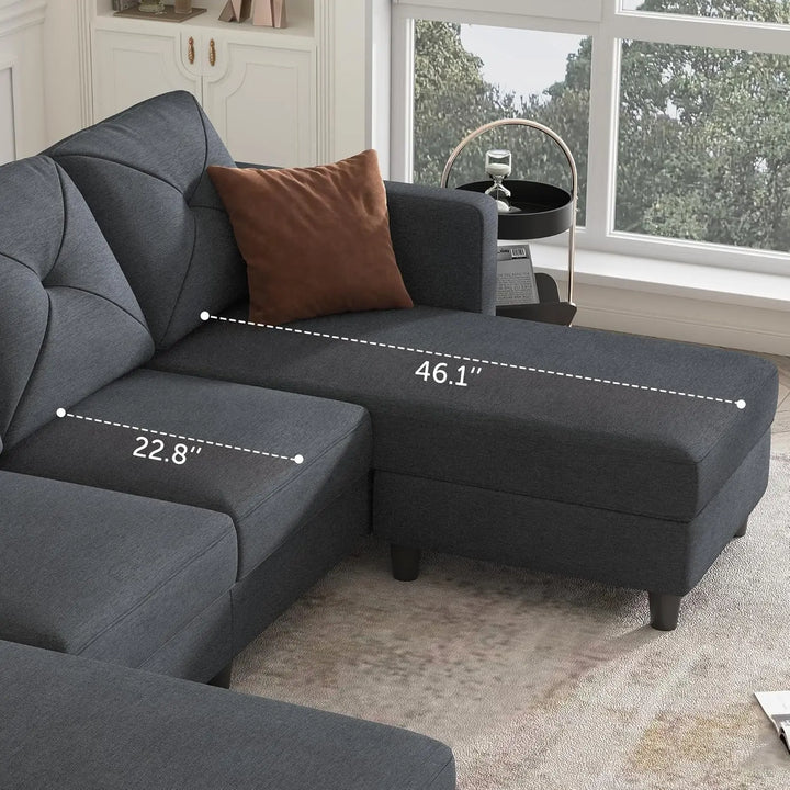 NEW Convertible Sectional Sofa U Shaped Couch 4 Seat Sofa with Double Chaises for Living Room, Bluish Grey