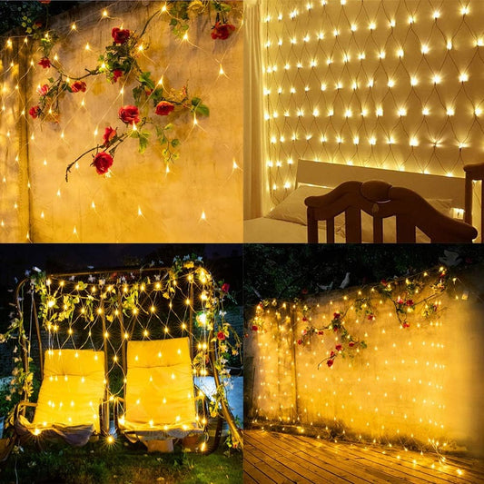 360 Leds Christmas Net Lights, 12Ft X 5Ft 8 Modes Low Voltage Connectable Mesh Fairy String Lights for Xmas Trees, Bushes, Wedding, Outdoor Garden Decorations (Warm White)