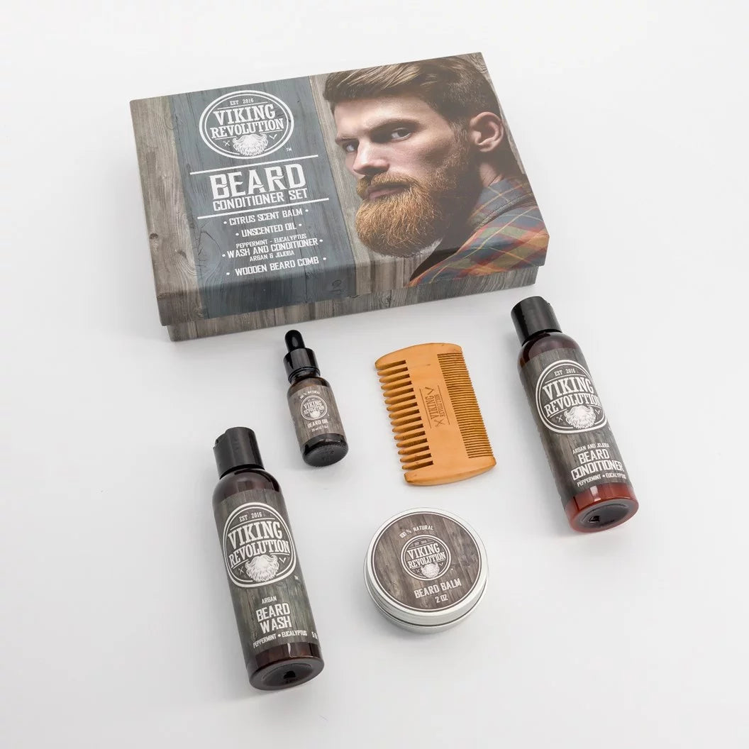 - Beard Care Kit with Beard Wash & Conditioner, Oil, Balm and Comb - Classic