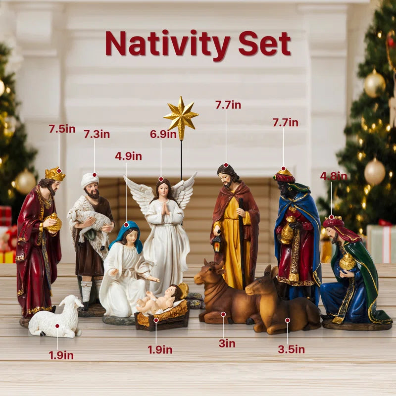 13 Pieces Christmas Nativity Sets Table Decor