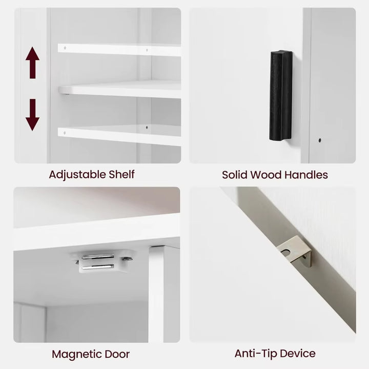 Storage Cabinet with 2 Doors and 4 Storage Shelves, Large Storage Space with inside Shelf, Accent Cabinet