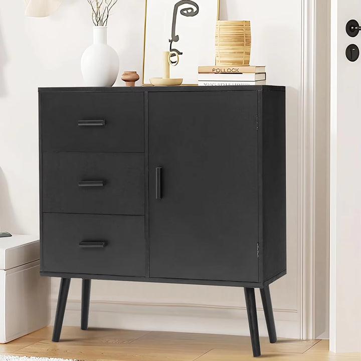 Storage Cabinet with 3 Drawers & Adjustable Shelf, Large Storage Space with inside Shelf, Accent Cabinet