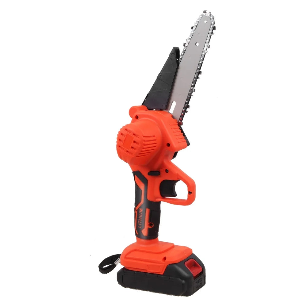 6" Mini Handheld Electric Chainsaw Cordless Chain Saw 21V 550W Battery Powered with 2Pcs 4" Chain 2Pcs 6" Chain 2Pcs Battery