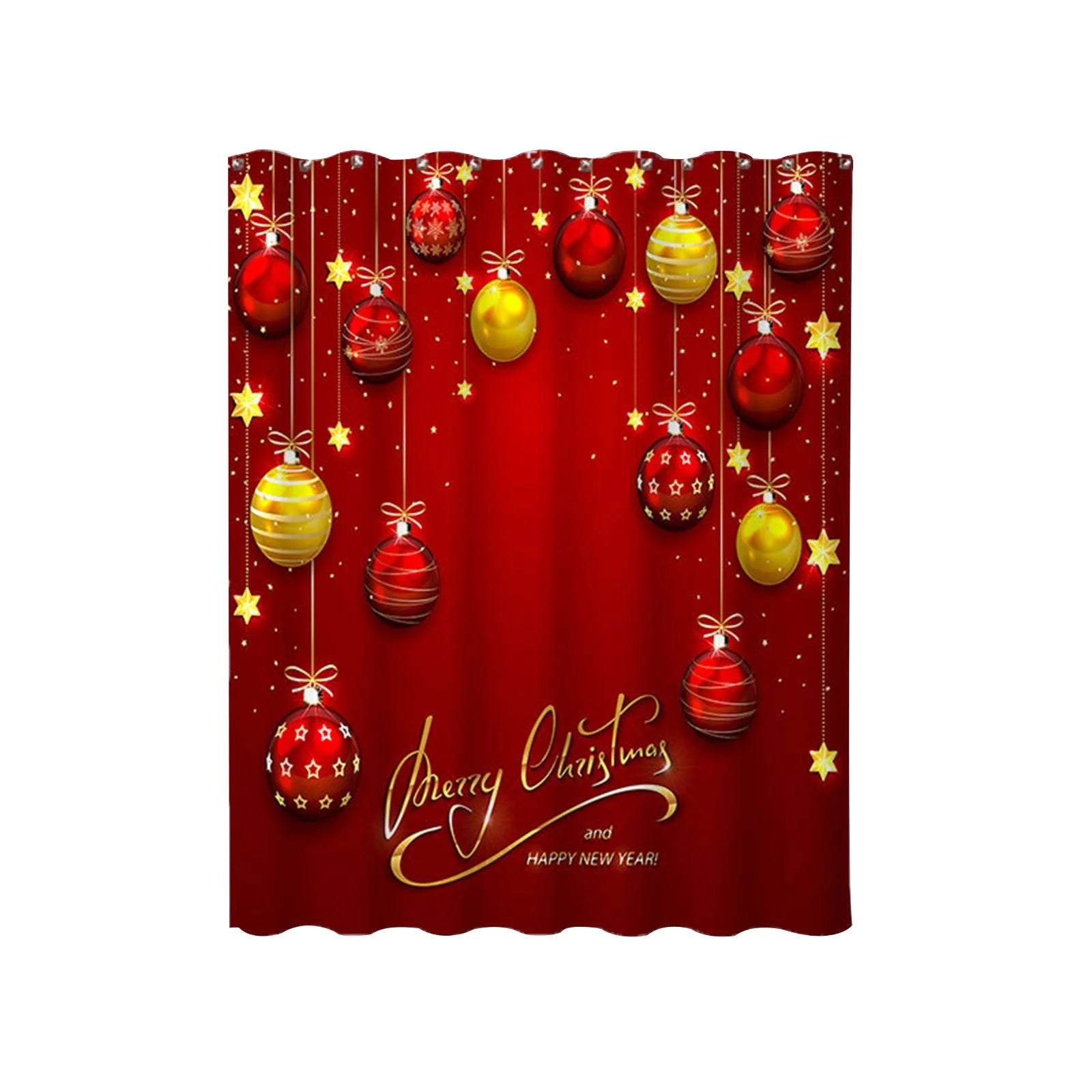 Shower Curtain  Lightweight 71 X 71 Inch Winter Christmas Balls Print Shower Curtains with 12 Hooks Waterproof Red Xmas Balls Bath Curtain for Bathroom, Christmas Decorations on Clearance