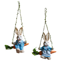 Easter Bunny Pendant Decorative Collection Sculpture Artwork Swing Rabbit Hanging Decor for Fence Yard Cafe Decoration Office