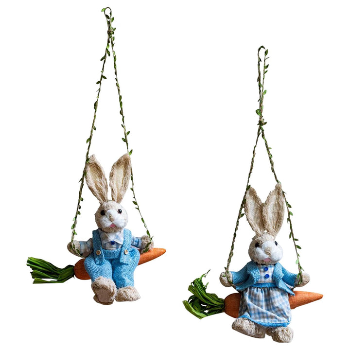 Easter Bunny Pendant Decorative Collection Sculpture Artwork Swing Rabbit Hanging Decor for Fence Yard Cafe Decoration Office