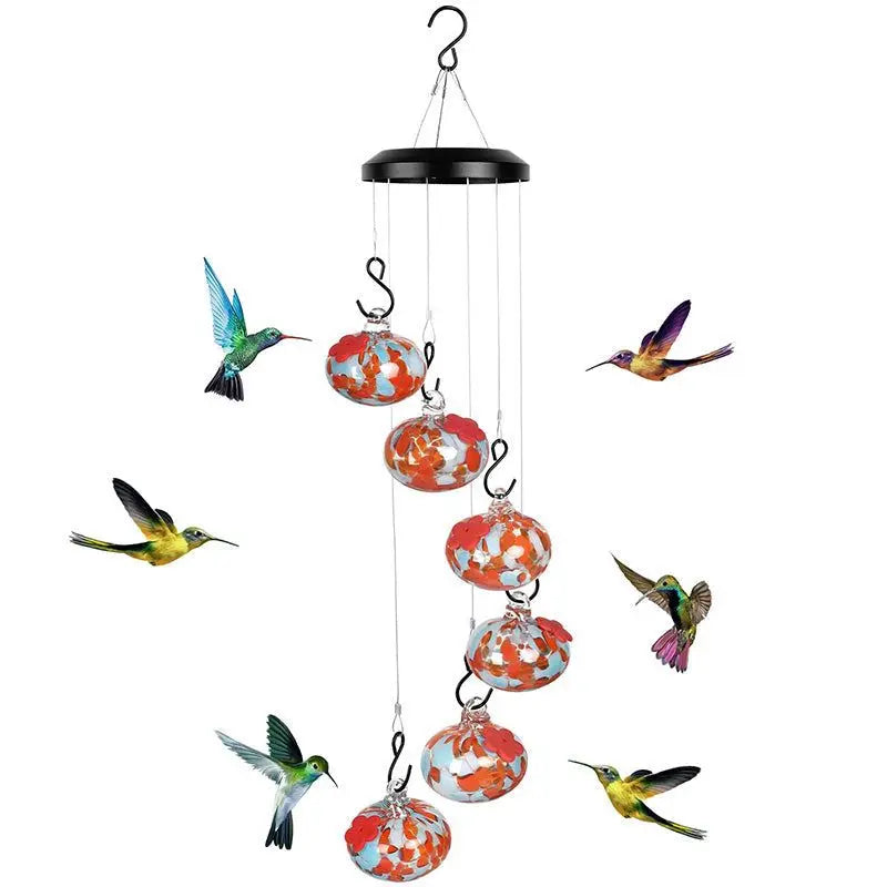 Wind Chimes Hummingbird Feeders for Outdoors Hanging Glass Bird Feeders Bird Feeding Station for outside Garden Backyard Decor