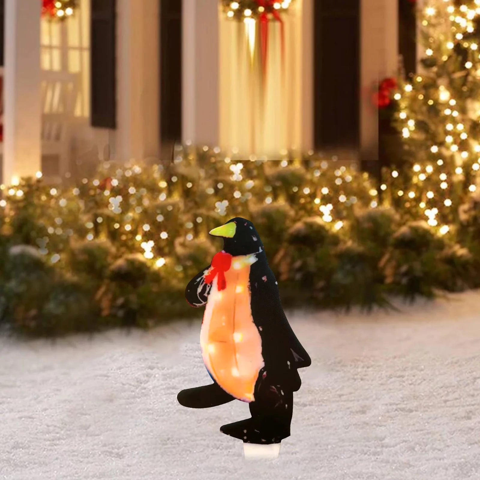 Christmas Clearance!  Christmas Lights Outdoor, Glittering Animals with Strip Lights, Pre-Lit LED Christmas Lights for Outdoor Patio Yard Garden Christmas Decoration 1PC (Penguin)