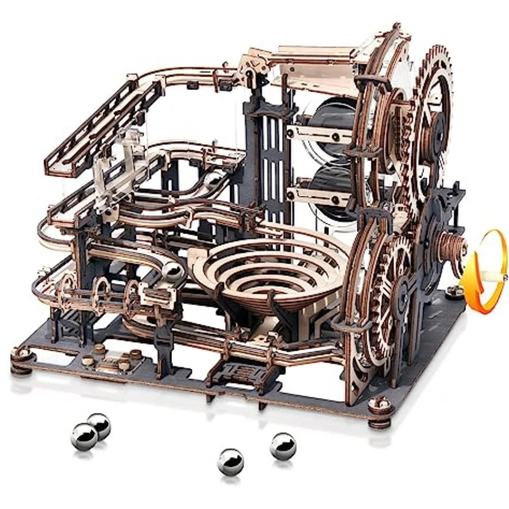 Rokr Electric Model Kits Marble Spaceport 3D Puzzles Brain Teaser Wooden Puzzles Building Toy Gifts for Men/Women/Teens