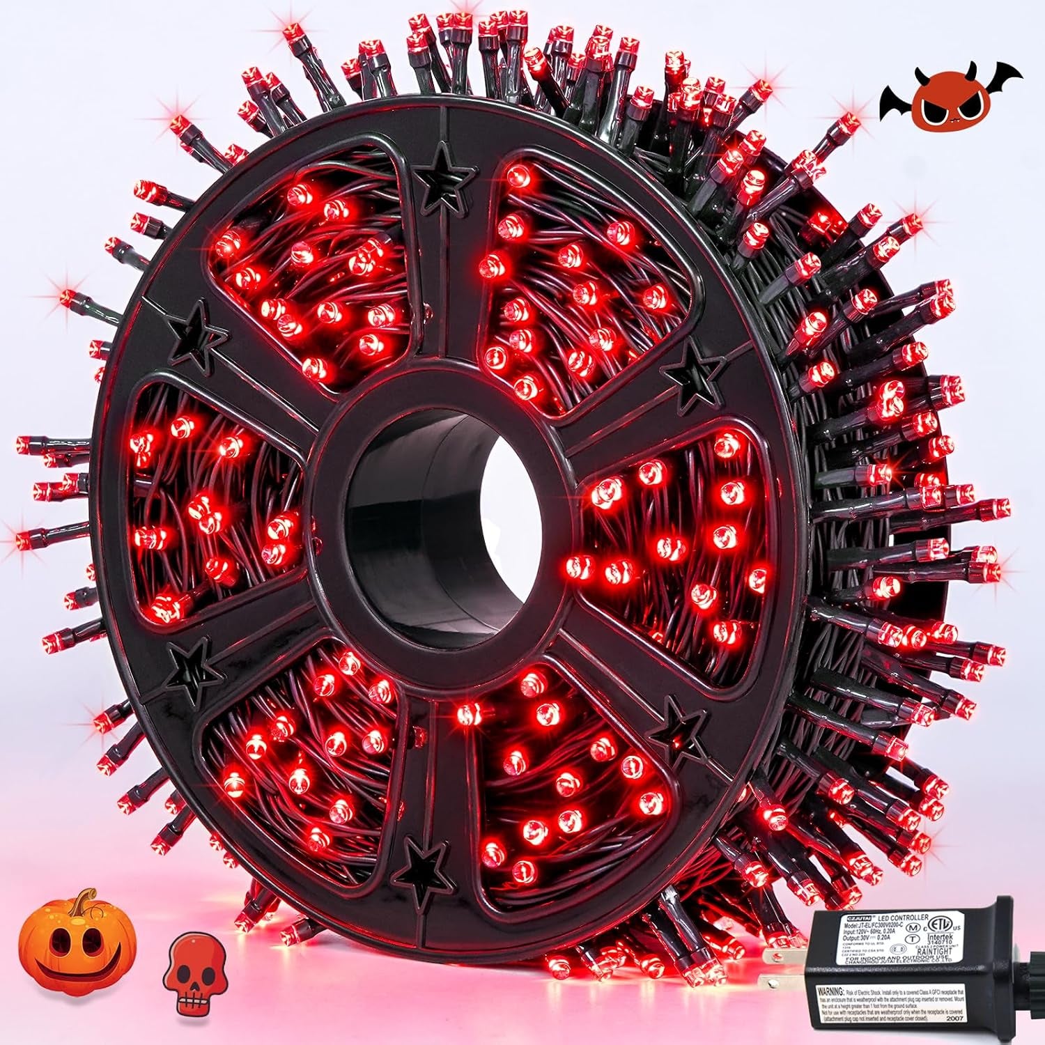 500 LED Red Halloween Lights Outdoor, 173Ft Halloween String Lights Plug In, Waterproof 8 Modes Red Christmas Lights for Tree Party Xmas Halloween Decorations