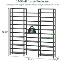 Bookshelf Triple Wide 6-Tier, 6Ft Tall Bookcase with 17 Open Display Shelves, Super Large Freestanding Book Shelf